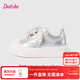 DEESHA Children's Clothing Girls' Shoes 2025 Autumn and Winter New Girls' Velvet Warm Low-top Sports and Casual Shoes Silver 30