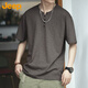 JEEP Jeep short-sleeved T-shirt men's summer retro bamboo trendy brand Henry collar bottoming shirt men's dark gray 4XL