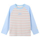 Xiaoyinman children's clothing girls' waffle striped t-shirt 26 spring fashion casual bottoming shirt for middle-aged and older children blue 120