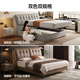 CHEERS five-star leather bed Italian light luxury master bedroom leather double Maillard wedding bed with A4 mattress C208G brown 1.8m