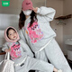 Wooden house parent-child outfit mother and daughter spring and autumn small dinosaur round neck sweatshirt leggings suit mother and child casual sports loose two-piece set navy 165 S recommended weight 100-120