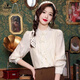 Playboy (PLAYBOY) new Chinese style long-sleeved chiffon shirt for women spring 2026 early spring new national style retro buttoned shirt versatile top official flagship picture color L