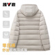 雅鹿2025新款排骨轻薄羽绒服男日常可脱卸帽短款防寒通勤大码舒适外套 浅灰色 M 建议100-120斤