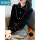 Xia Dian Suding Queen (SE.PSTP) high-end gold velvet doll collar plus velvet shirt for women autumn and winter 2025 new style temperament inner top bottoming shirt black M 95-105Jin Jin is equal to 0.5 kg