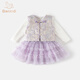 Banxidi girls dress spring 2026 new baby national style princess dress suit one-year-old dress children's mesh skirt purple 80