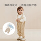 Mylabella (MOLO BALO) glutinous rice cotton baby fake two-piece long-sleeved jumpsuit, spring and autumn style baby wear romper, cute shape, coffee color 66cm