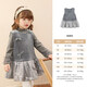 LUSON Baby Girls' Velvet Sleeveless Sequin Dress 2025 Winter New Baby Patchwork Vest Skirt Gray 73