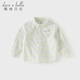 DAVE&BELLA boys plaid shirt 2026 spring new baby boy shirt children's long-sleeved bottoming shirt children's top blue and yellow plaid ready stock 120 cm (recommended height 110-120cm)