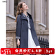 Betu Women's 2025 Autumn New Windbreaker Stand Collar Imitation Denim Loose Literary Style Jacket Women 2508T96 Dark Denim Blue M