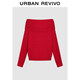 UR2026 Spring New Women's Trendy Red Strap One-Neck Sweater UWJ960024 Big Red XS