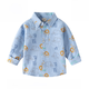 G.duck children's clothing spring boys long-sleeved cotton shirt children's cartoon shirt lapel brushed shirt trendy light blue zoo shirt 90 cm