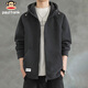 Paul Frank Polar Fleece Jacket Men's Winter Thick Warm Hooded Jacket Men's Trendy Top Men's Dark Gray XL