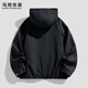 Mark Huafei Hooded Work Jacket Men's 2026 Spring and Autumn New Casual Trendy Splicing Sports Style Jacket Black M