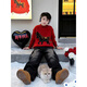 Mu Yunlan Boys New Year's Clothes Sweater Set 2026 New Year of the Horse New Year's Wear Sweater Wide Leg Jeans Two-piece Set Single Sweater 120 cm
