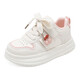 BOBDOG children's shoes, girls' sneakers, girls' 2026 spring new casual low-top campus white shoes, children's sports shoes, rice/fruit powder 30, suitable for feet length 17.6CM