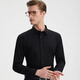 Ou Ding Elizabeth ink glaze black high elastic shirt men's no-iron long-sleeved mulberry silk black shirt ink glaze black 43