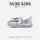 NUBEKIDS British children's shoes, girls sneakers, princess new spring and summer baby toe-toe anti-kick fashionable sports shoes, quicksand silver 17, inner length 13cm, recommended foot length is about 12cm