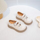 Girls Pearl Bow Small Leather Shoes 2026 Spring New Children's British Style Single Shoes Girls Fashion Princess Shoes Off-White 27