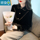 Xia Dian Suding Queen (SE.PSTP) high-end gold velvet doll collar plus velvet shirt for women autumn and winter 2025 new style temperament inner top bottoming shirt black M 95-105Jin Jin is equal to 0.5 kg