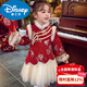 Disney Mimi Haro Girls New Year's Dress Cheongsam Dress Children's Velvet Princess Dress Winter Wear New Girl's Dress New Year Pink 120