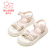 Fuluo Mi Girls Sandals Fashion Summer New Sweet Bow Princess Sandals Soft Sole Fashion Shoes for Students Pink 27