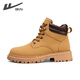 Warrior official Martin boots men's shoes spring and autumn outdoor hiking shoes retro work boots high top yellow boots men brown 40