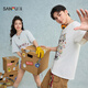 SANFU 2026 Summer Men's Colorful English Printed Short T-shirt Casual Loose Round Neck Top 517836 Fine White S