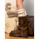 Mankoyi Retro British Style Dick-Soled-Martin-Stiefel für Frauen 2024 Neuer Herbst-Stapel-Kurzstiefel Hauptbildmodell 36 [Originalhersteller Spot Instant Delivery]