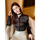 Playboy (PLAYBOY) black polo collar long-sleeved shirt for women early spring new temperament casual shirt unique chic top official flagship black S 80-95Jin Jin is equal to 0.5 kg