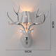 Shusheng European wall lamp indoor foyer Nordic retro industrial style deer antler lamp personalized creative living room aisle American antique deer head decoration B3038-electroplated silver