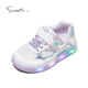 Snafy Flash Shoes Girls' Shoes Bow Children's Casual Shoes Spring Breathable Baby Indoor Shoes White 28