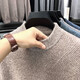 100% wool autumn and winter new men's thickened long-sleeved wool sweater floral yarn clip jacquard casual sweater 3697 light rice XL