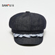 Sanfu (SANFU) Japanese hard brim ruffled octagonal hat sweet temperament literary and artistic clothing accessories hat 853460 blue one size