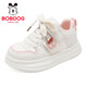 BOBDOG children's shoes, girls' sneakers, girls' 2026 spring new casual low-top campus white shoes, children's sports shoes, rice/fruit powder 30, suitable for feet length 17.6CM