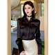 Playboy (PLAYBOY) black polo collar long-sleeved shirt for women early spring new temperament casual shirt unique chic top official flagship black S 80-95Jin Jin is equal to 0.5 kg