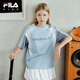FILA Children's Clothing Short T-shirt 2026 Summer New Men's and Older Children's Short-Sleeved T-shirt Ice Peak Blue-BU 105