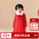 Balabala children's dress girls national style red mesh skirt