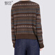 Charming 100% sheep wool loose retro knitted sweater for women 2025 winter V-neck pullover Fair Isle sweater, color L