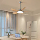 Schöne Lampen und Guangdong Zhongshan Lampen Einfache moderne Fan Lampenrestaurant Kronleuchter Creme Holzstil Esszimmer Esstisch Ventilator Kronleuchter Volles Spektrum 46-673a absorbieren graue helle Holzkornblätter