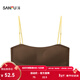 SANFU thin cup no wire push-up bra, one-line chest-wrapping, contrasting color spaghetti straps, beautiful back bra for women 513700, coffee color M, suitable for 70C/75A/B/C