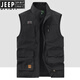 
JEEP SPIRIT Jeep Outdoor Workwear Fishing Vest Men's Spring and Autumn New Multi-Pocket Photography Casual Loose All-match Jacket Khaki (677 Spring and Autumn Style) XL Recommended 135-150Jin [Jin equals 0.5 kg]