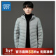Jeanswest Jeanswest Мужская повседневная теплая пуховая куртка с капюшоном 2026 Весенняя новая простая однотонная пуховая куртка LR Светло-серая 2020 M 160/88A