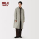 MUJI Men's Stand Collar Coat Windbreaker Jacket Long Sleeve Men's 25 Years Winter Cotton Clothes AD0XKA5A Light Silver Gray L (175/100A)