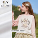 CHANZUIGOU children's clothing girls' gentle bunny print long-sleeved T-shirt 2026 spring new style round neck top for women
