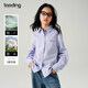 Taoding girls French Lyocell Tencel shirt spring and autumn new design contrast plaid long-sleeved tops big children blue plaid contrast plaid shirt 160 M adult style/80-105Jin Jin is equal to 0.5 kg