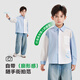 ROMON boys' shirts 2026 new spring and autumn children's middle and large children's pure cotton shirt tops western style jackets trendy children's clothing blue and white stitching casual shirts 110