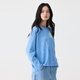 Siqin Siqin 2026 Spring New Lake Blue Cotton and Linen Jacquard Sweater Round Neck Loose Sweater Temperament Women BFCB00948 Lake Blue M