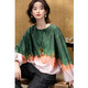 Demana poetic and affectionate spring gradient positioning and blooming printed top round neck loose small women's shirt