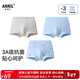 Anair boys' boxer briefs three-piece set 2026 spring new cotton boxer briefs, skin-friendly, breathable and antibacterial, combination 01 (blue flowers + gray stripes + star blue) 110