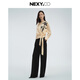 NEXY.CO shopping mall's same style 2026 spring new emerald-colored strappy mulberry silk one-piece collar top, light yellow S